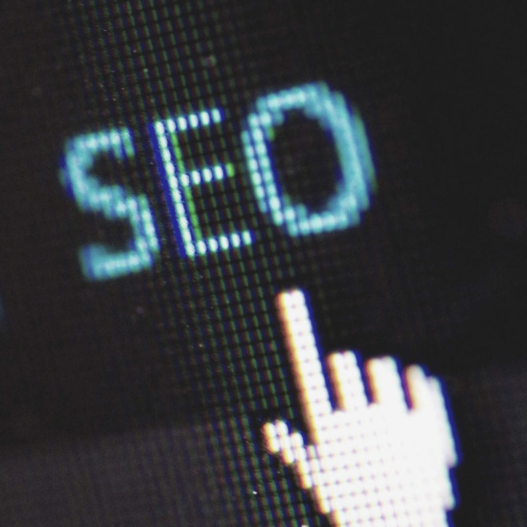 What does SEO stand for? Close up of a mouse moving to click on the text "SEO"