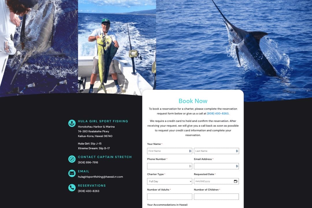 Hula Girl Sport Fishing — Custom Booking Form