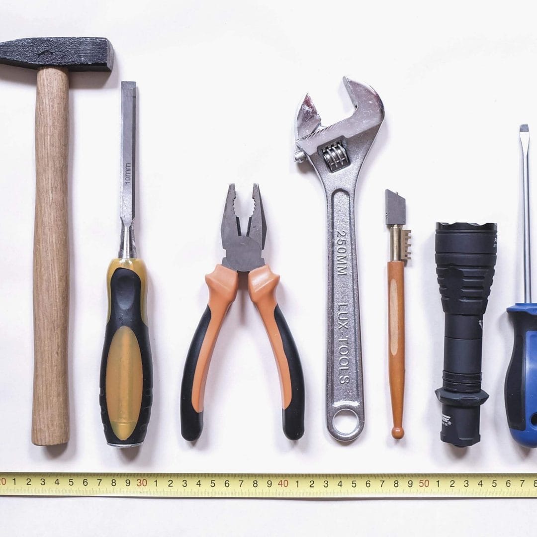 A series of hand tools to represent nonprofit donation tools